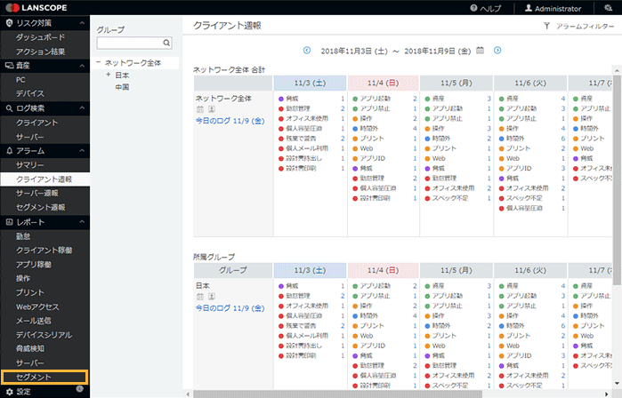 「クライアント週報」画面